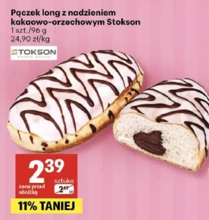 Pączek long z nadzieniem kakaowo-orzechowym