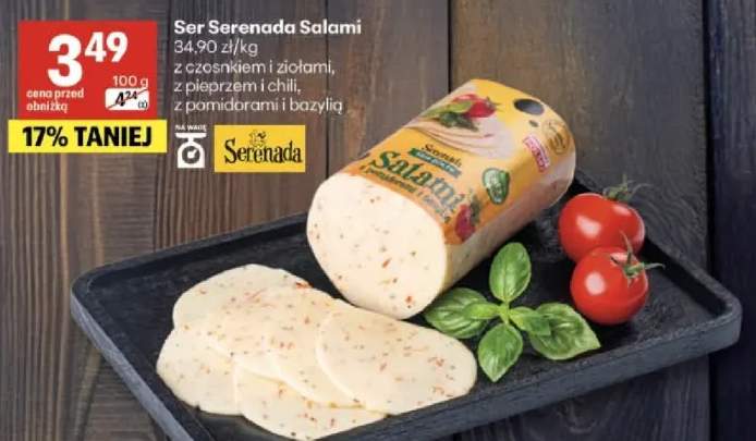 Ser Serenada Salami z czosnkiem i ziołami, z pieprzem i chili, z pomidorami i bazylią