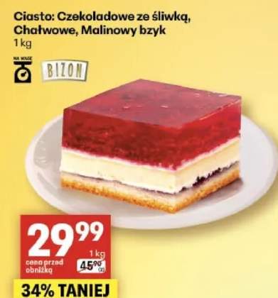 Ciasto czekoladowe ze śliwką, chałwowe, malinowy bzyk