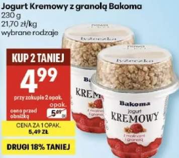 Jogurt kremowy z granolą wybrane rodzaje