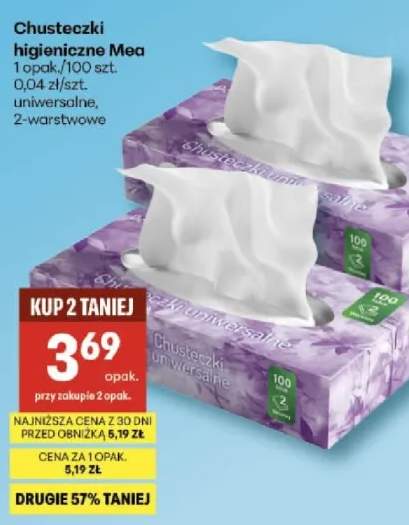 Chusteczki higieniczne uniwersalne 2-warstwowe