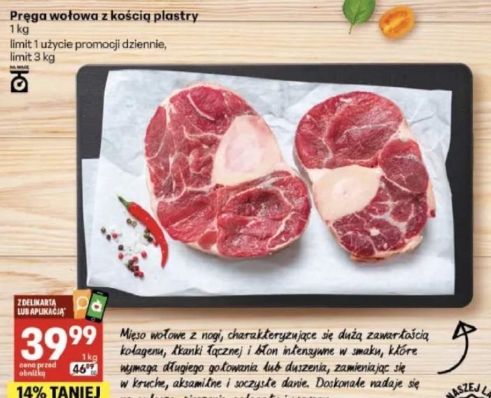 Pręga wołowa z kością plastry