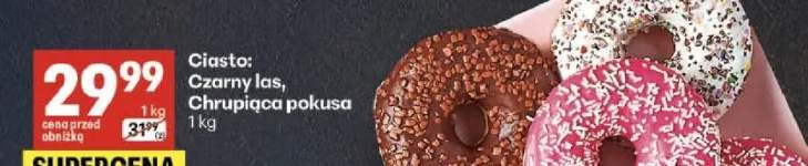 Donut o smaku truskawkowym, czekoladowym, z białą posypką