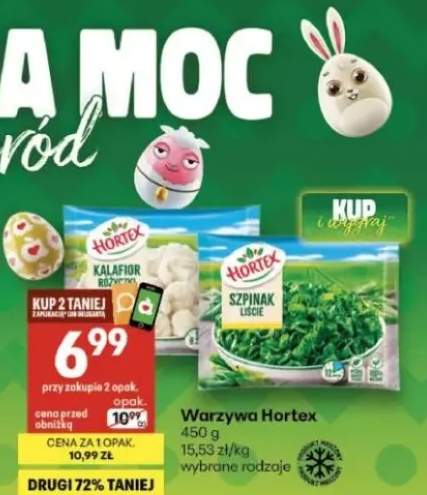 Warzywa Hortex kalafior, szpinak luźne wybrane rodzaje