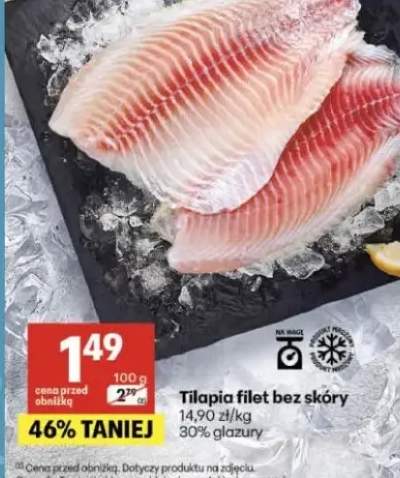 Tilapia filet bez skóry 30% glazury