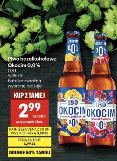 Piwo bezalkoholowe Okocim 0,0% mango z marakują