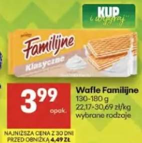 Wafle Familijne 130-180g 22,17-30,69zł/kg wybrane rodzaje