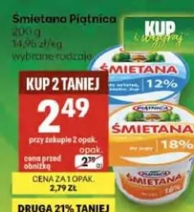 Śmietana Piątnica 200g 14,95zł/kg wybrane rodzaje