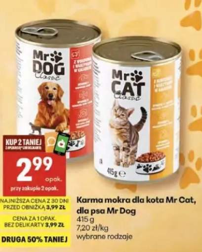 Karma mokra dla kota Mr Cat, dla psa Mr Dog wybrane rodzaje