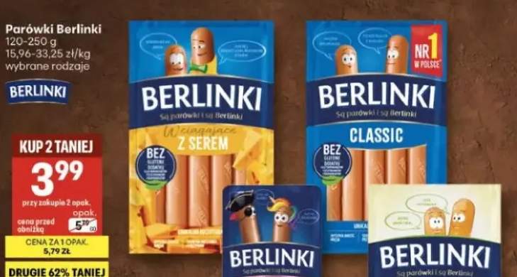 Parówki Berlinki Natura 100% szynka