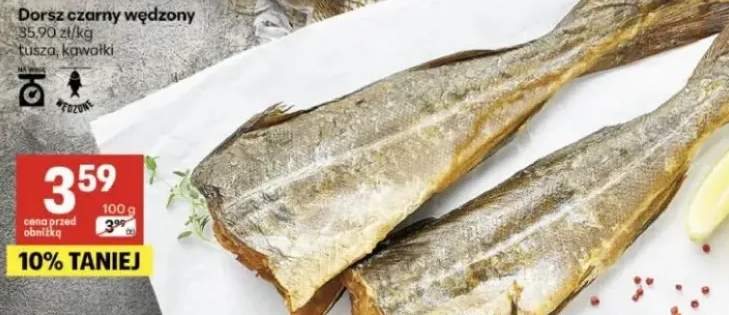 Dorsz czarny wędzony łuska, kawałki