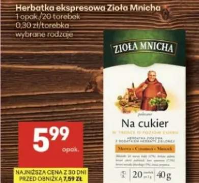 Herbatka ekspresowa Zioła Mnicha Na cukier