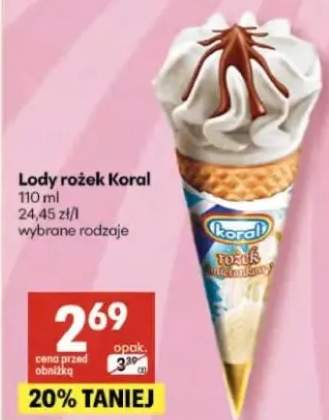 Lody rożek Koral