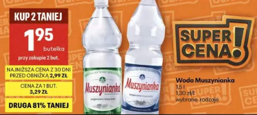 Woda Muszynianka wybrane rodzaje