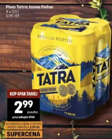 Piwo Tatra Jasne Pełne