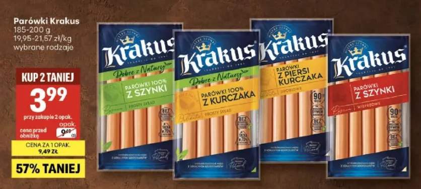 Parówki Krakus z szynki wieprzowe