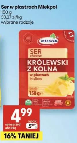 Ser w plastrach Królewski z Kolna Mlekpol