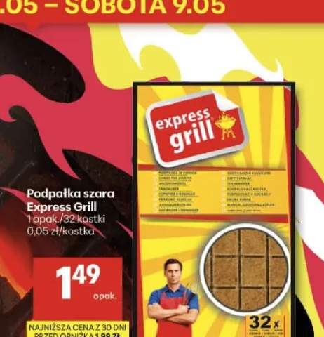 Podpałka szara Express Grill 32 kostki