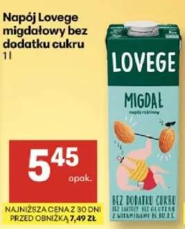 Napój Lovege migdałowy bez dodatku cukru