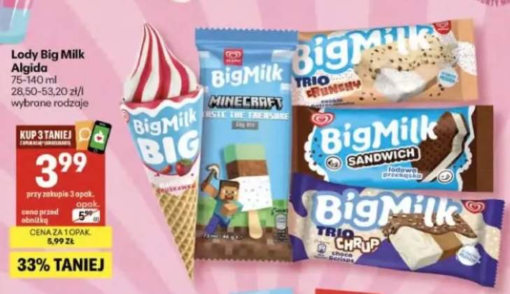 Lody Big Milk BIG Truskawka Algida