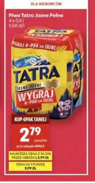 Piwo Tatra Jasne Pełne 4-pak 0,5l