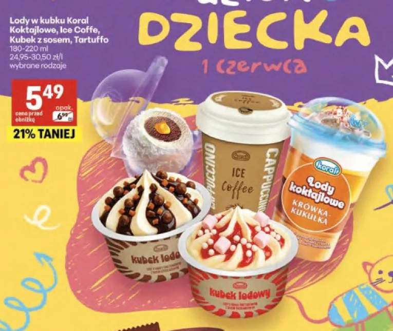 Lody w kubku Koral Koktajlowe 180-220ml