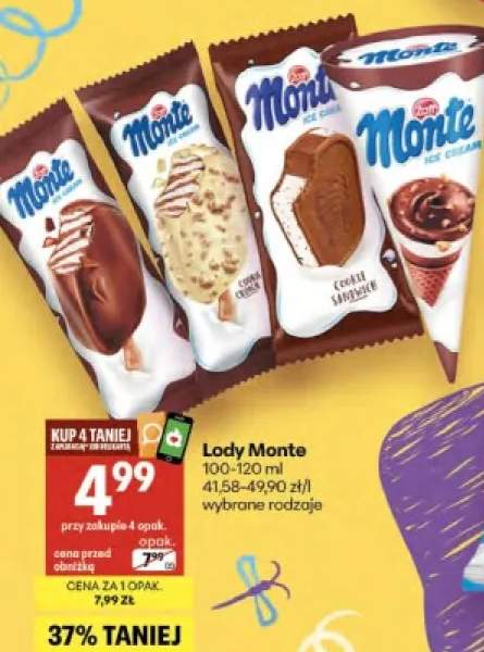 Lody Monte na patyku 100-120ml