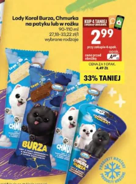 Lody Koral Burza na patyku 90-110ml