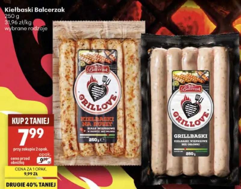 Kiełbaski na ruszt białe wieprzowe w papryce bez osłonki Grillove Balcerzak