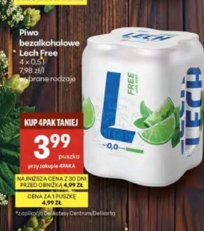 Piwo bezalkoholowe Lech Free Lime Mint 4-pak 500ml