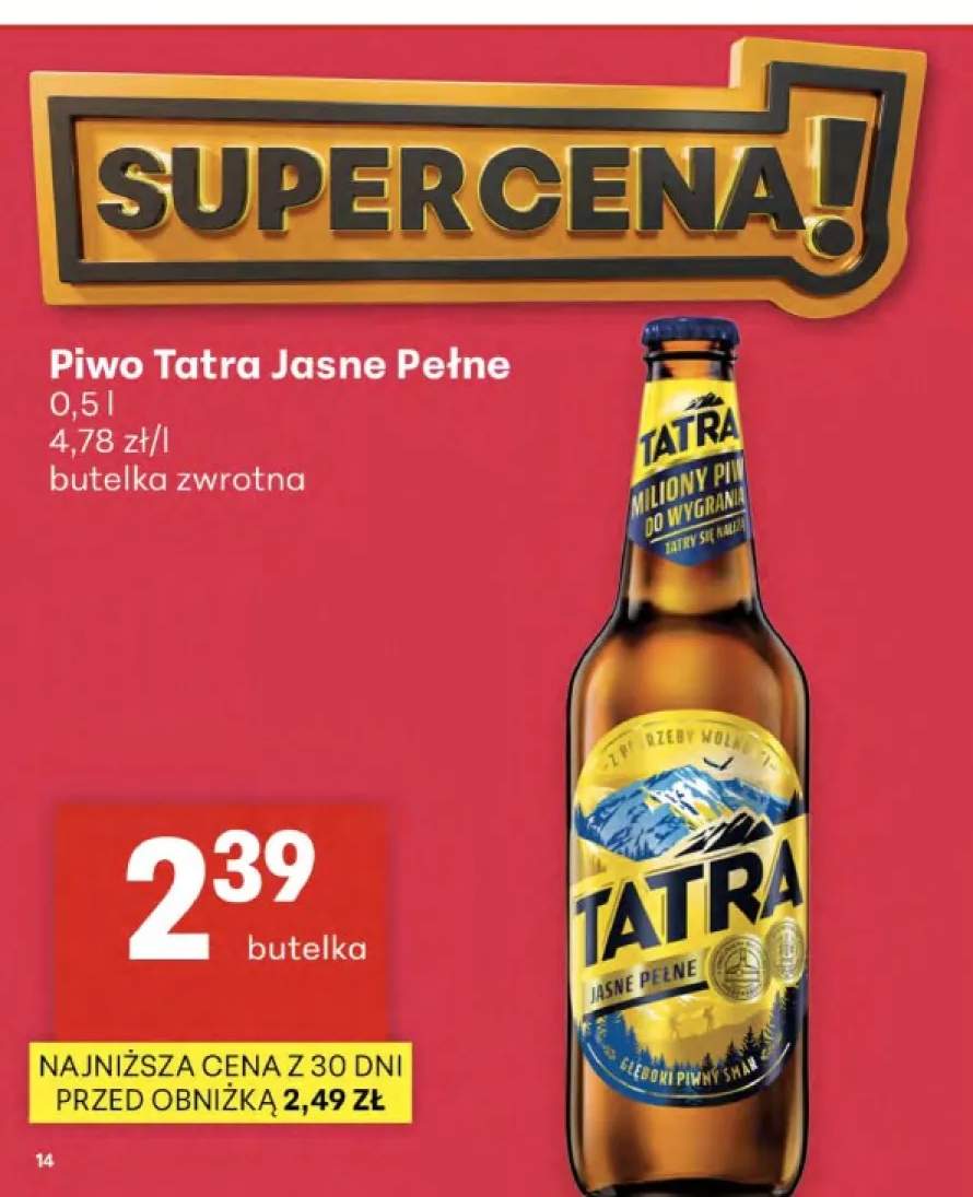 Piwo Tatra Jasne Pełne butelka zwrotna