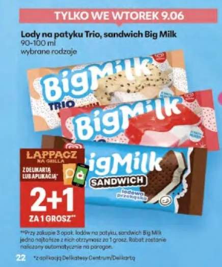 Lody na patyku Big Milk Trio 90-100ml