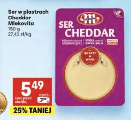 Ser w plastrach Cheddar Mlekovita