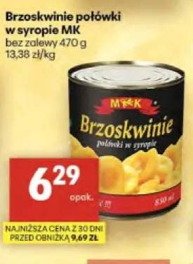Brzoskwinie połówki w syropie MK