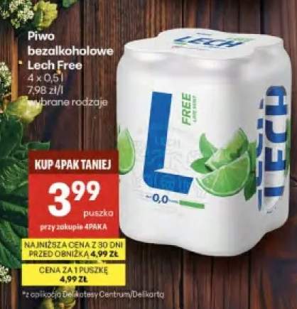Piwo bezalkoholowe Lech Free Lime Mint 0,0% 4-pak 500ml