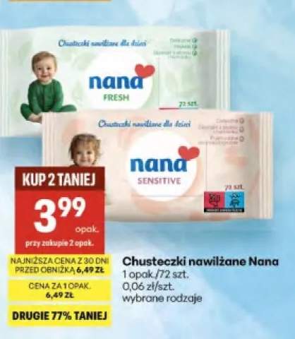 Chusteczki nawilżane dla dzieci Nana Fresh 72-pak