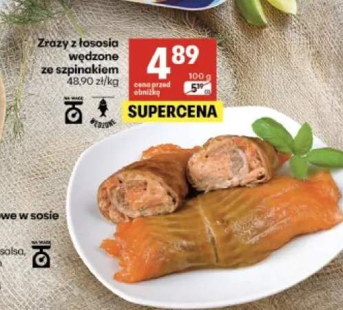 Zrazy z łososia wędzone ze szpinakiem