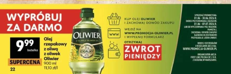 Olej rzepakowy z oliwą z oliwek Oliwier