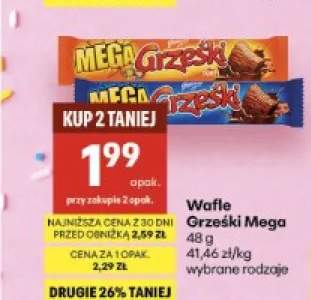 Wafle Grześki Mega w czekoladzie mlecznej