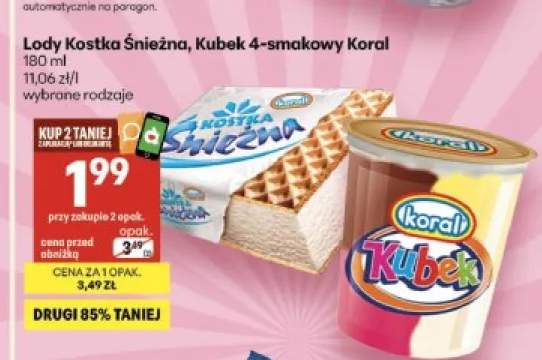 Lody Kostka Śnieżna Koral +1 wariant