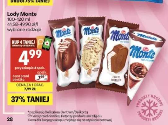 Lody na patyku Monte +3 warianty