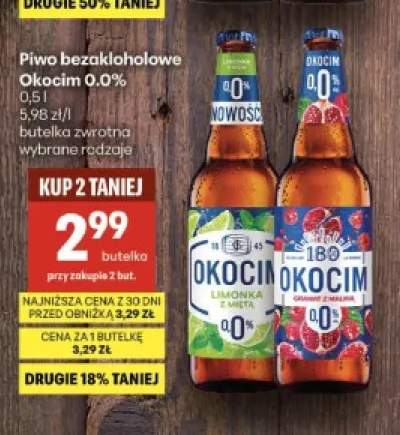 Piwo bezalkoholowe Okocim 0,0% Limonka z Miętą +1 wariant