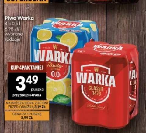 Piwo bezalkoholowe Warka Radler 0,0% Cytryna 4-pak +1 wariant