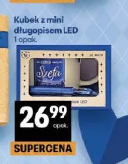 Kubek z mini długopisem LED