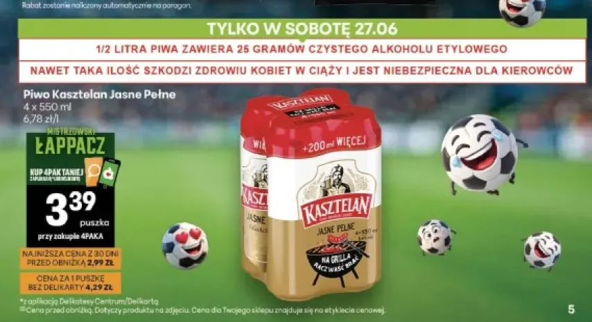 Piwo Kasztelan Jasne Pełne 4-pak 550 ml
