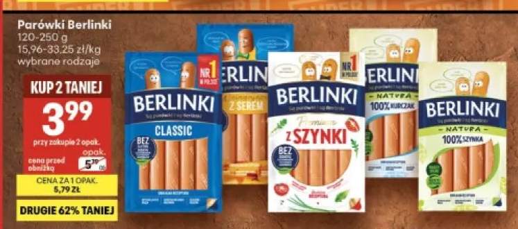 Parówki Berlinki Classic +4 warianty