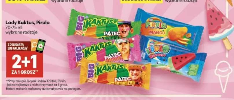 Lody Kaktus Patyk +3 warianty