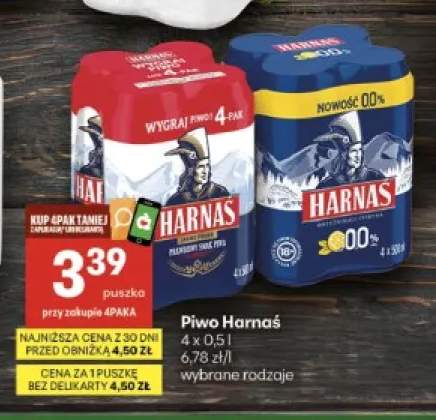 Piwo Harnaś Jasne Pełne 4-pak 500 ml +1 wariant