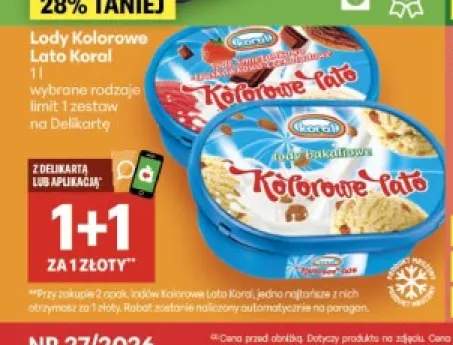 Lody śmietankowo-truskawkowo-czekoladowe Koral Kolorowe Lato +1 wariant