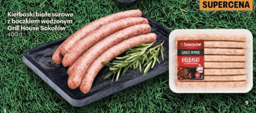 Kiełbaski białe surowe z boczkiem wędzonym Sokołów Grill House